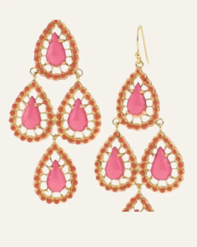 Seychelles Chandelier Earrings - Pink made by Stella & Dot