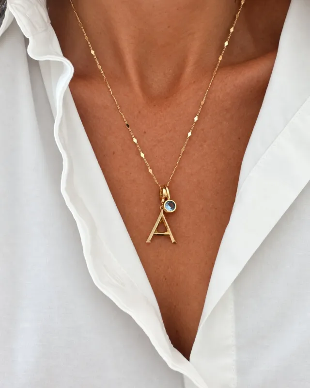 Letter and Birthstone Charm Necklace made by Stella & Dot