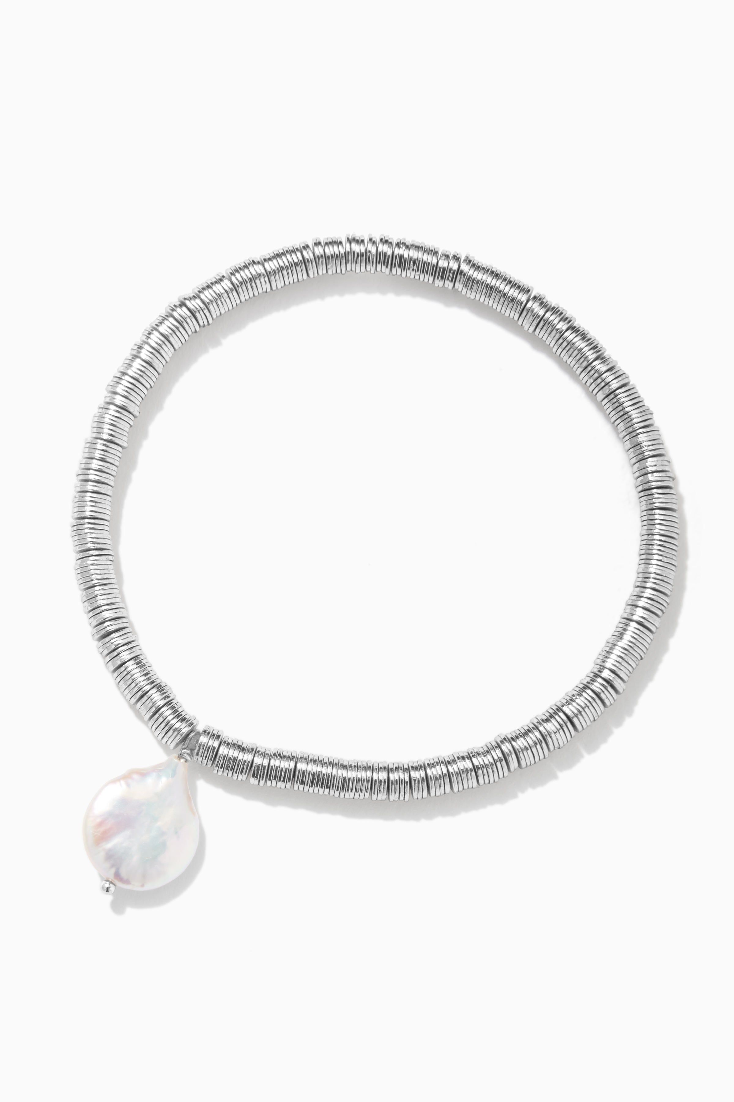 Disc Bead Stretch Bracelet with Coin Pearl Silver sold by Stella & Dot product image thumbnail 3