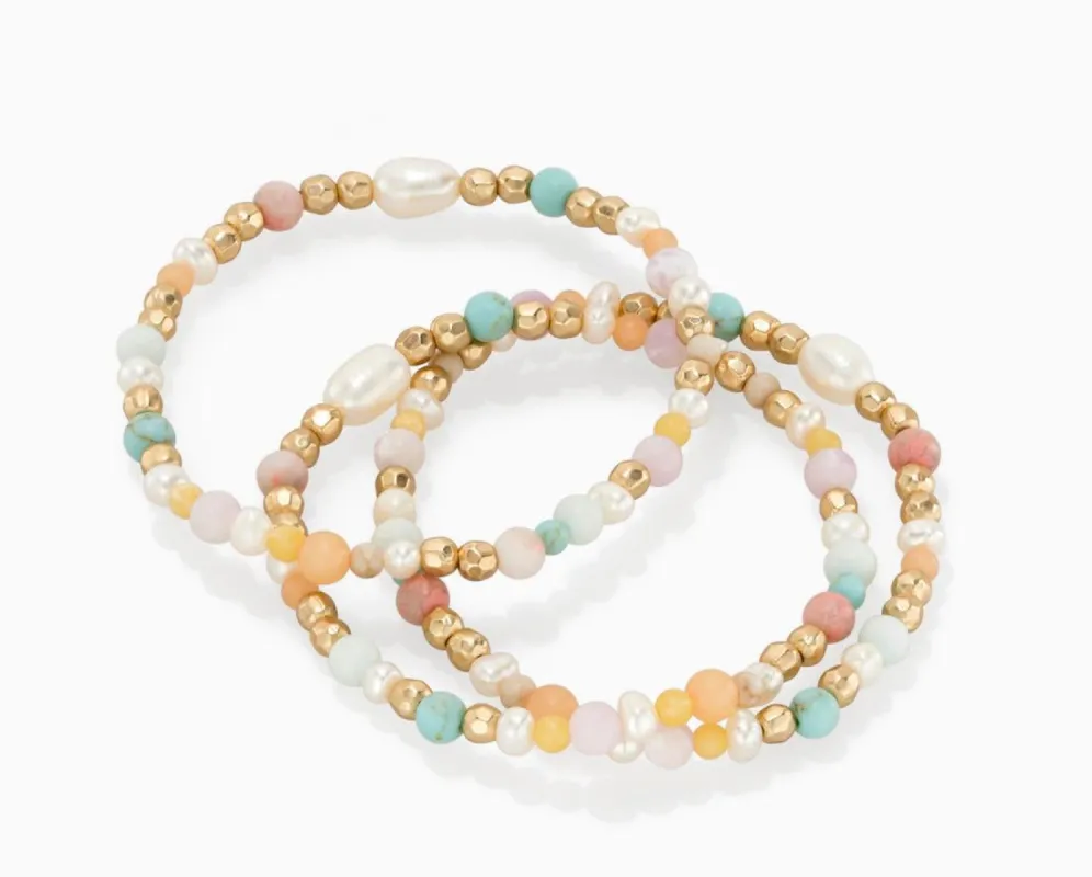 Sunrise Pearl Stretch Bracelet Trio sold by Stella & Dot