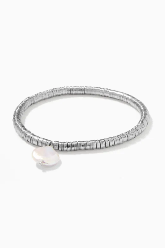 Disc Bead Stretch Bracelet with Coin Pearl Silver sold by Stella & Dot
