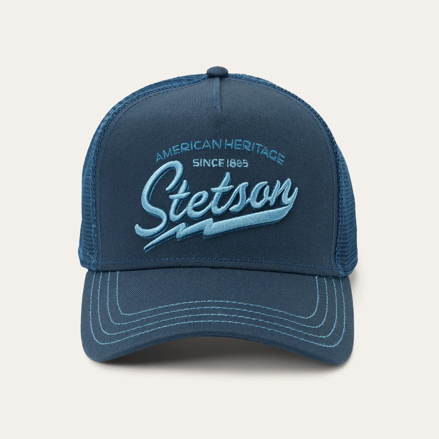 Navy Embroidered 1865 Trucker Cap sold by Stetson