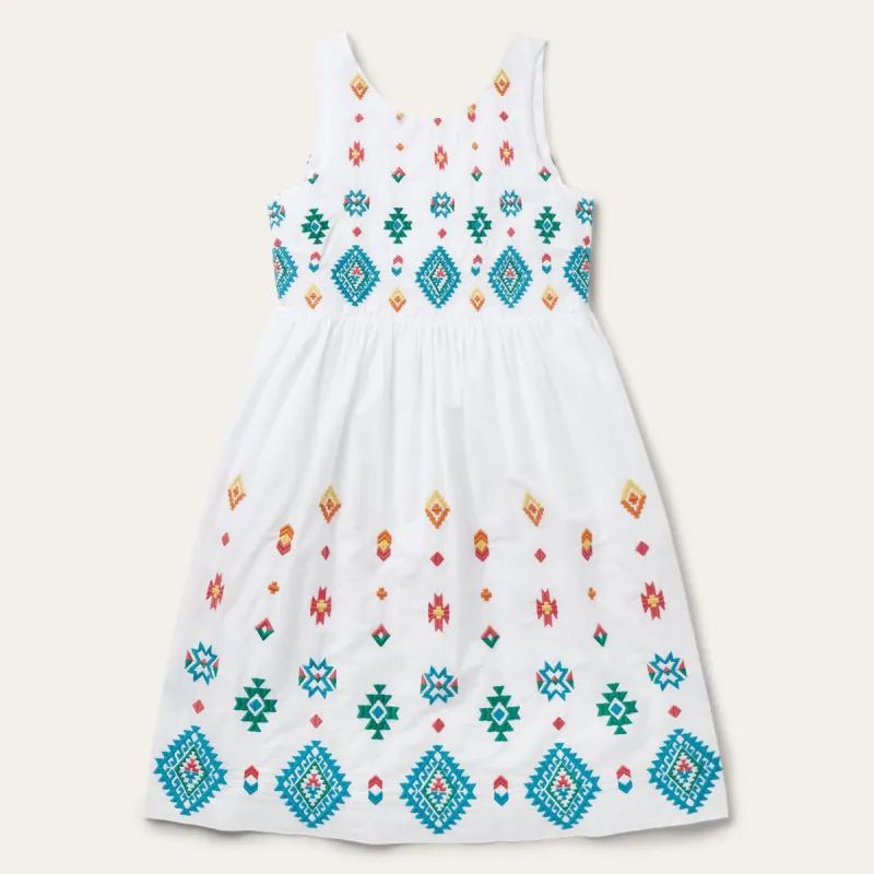Bright Schiffli Embroidered White Cotton Lawn Dress sold by Stetson