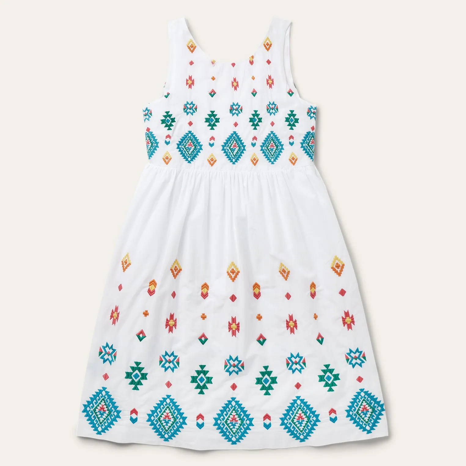 Bright Schiffli Embroidered White Cotton Lawn Dress sold by Stetson