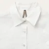 Floral Embroidered White Linen Shirt sold by Stetson
