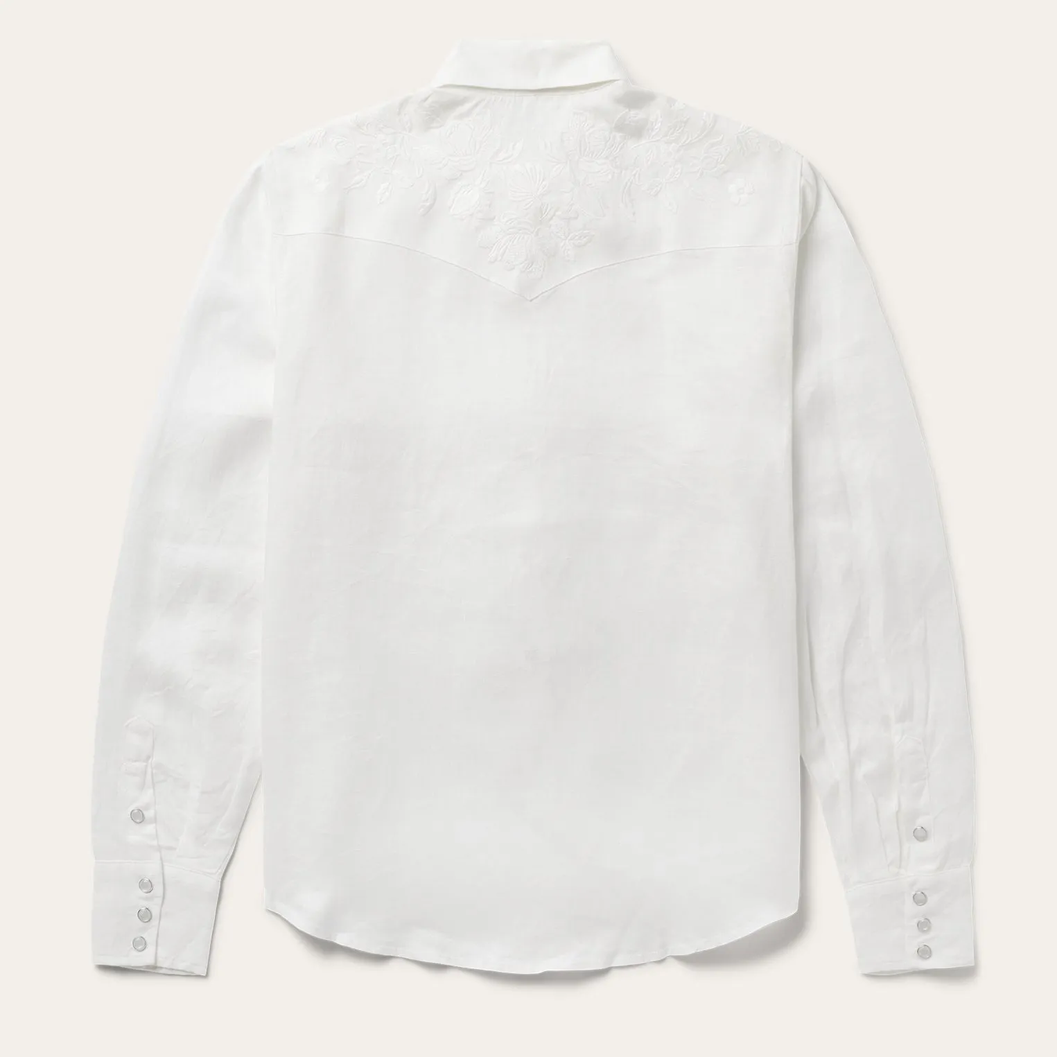 Floral Embroidered White Linen Shirt sold by Stetson product image thumbnail 2