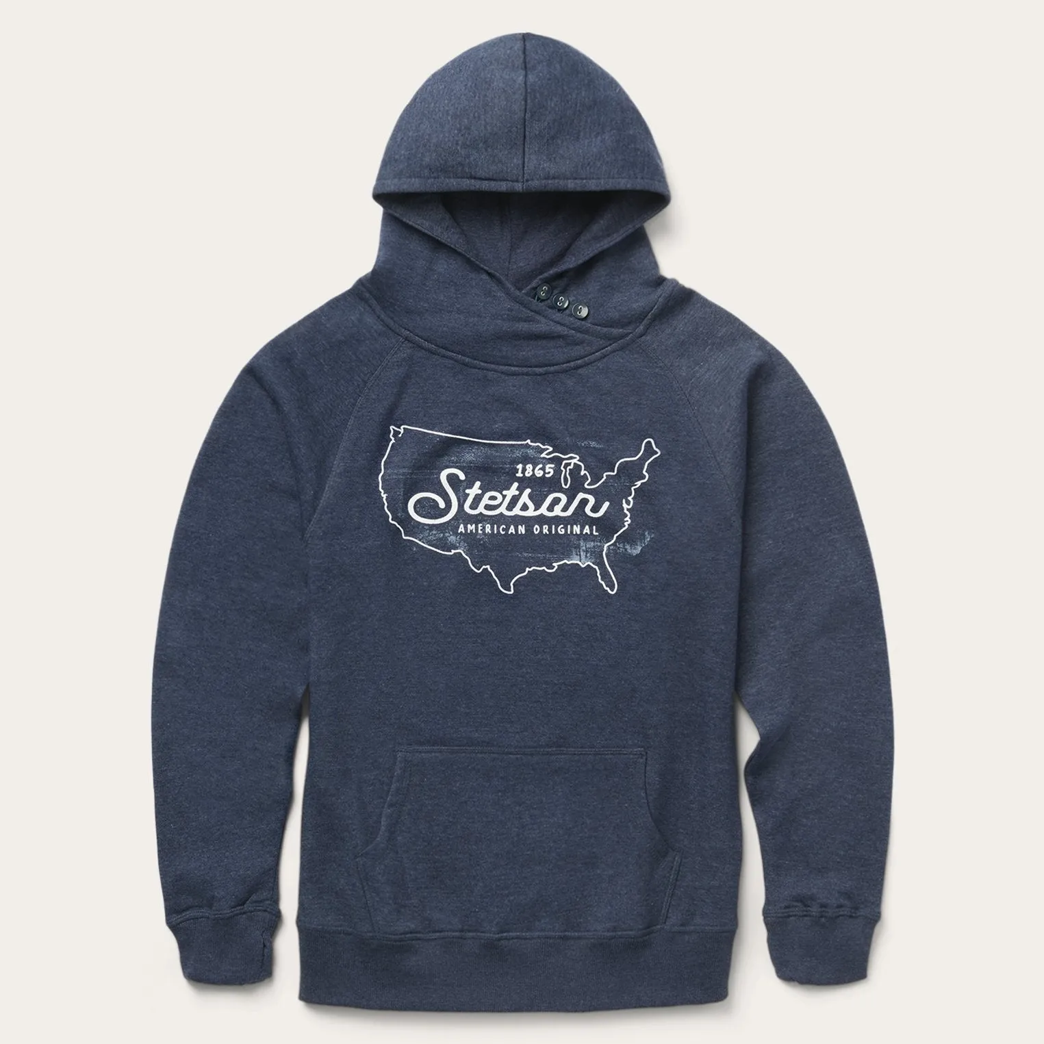 Navy Heather Fleece Knit Hooded Sweatshirt sold by Stetson