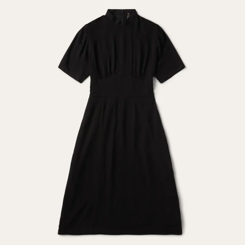 Black Herringbone Twill Midi Dress sold by Stetson
