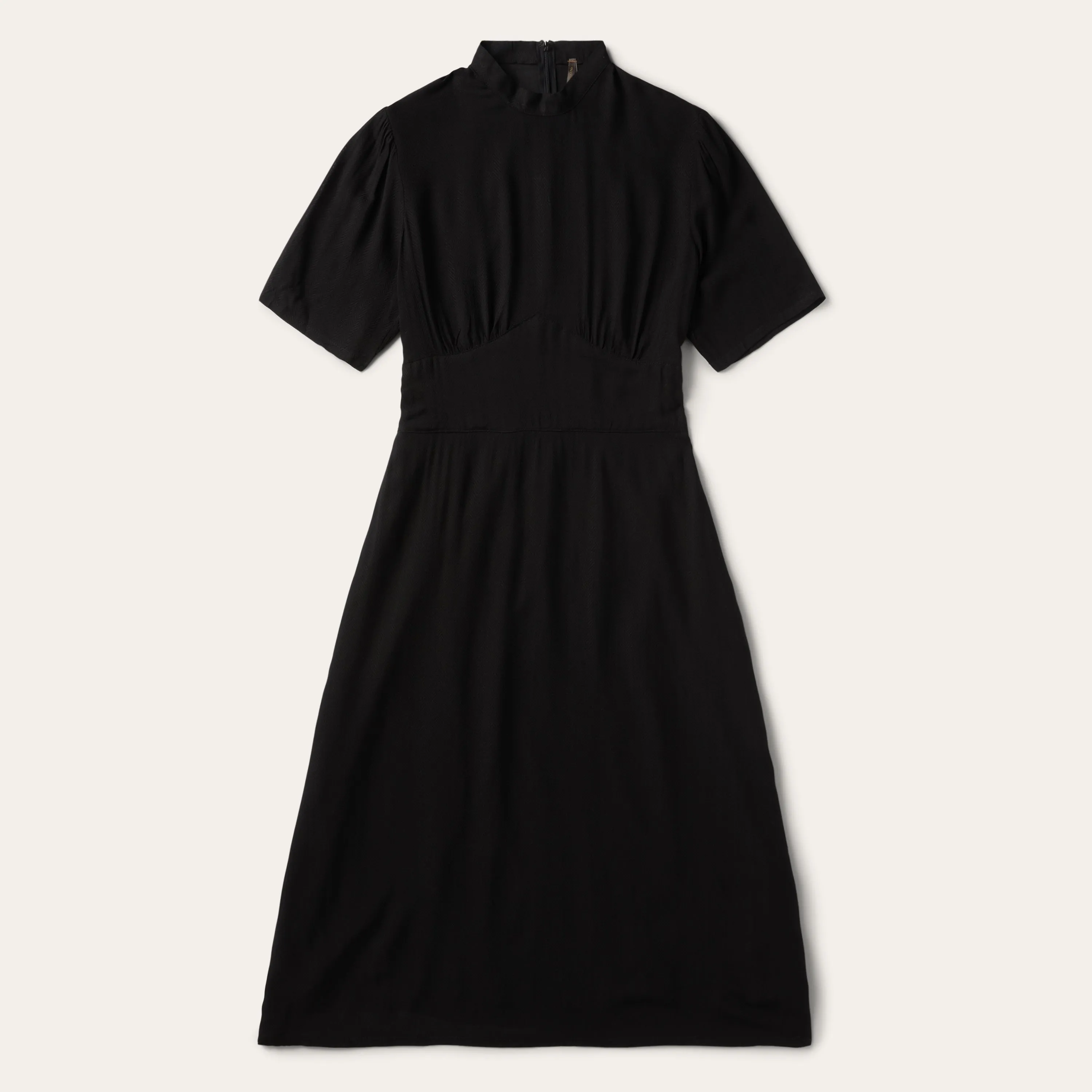 Black Herringbone Twill Midi Dress sold by Stetson