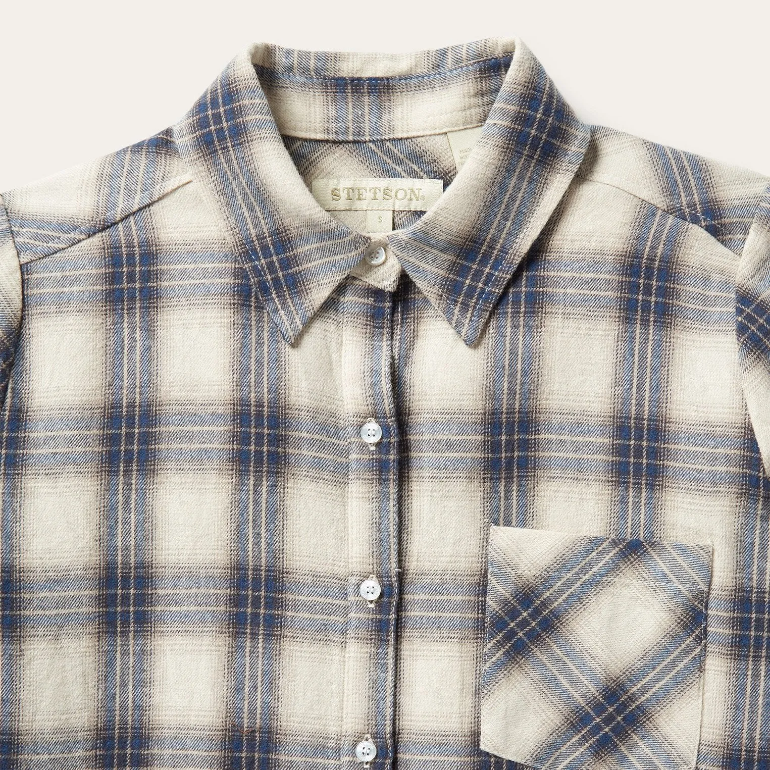 Classic Western Flannel Shirt in White Cream sold by Stetson product image thumbnail 3