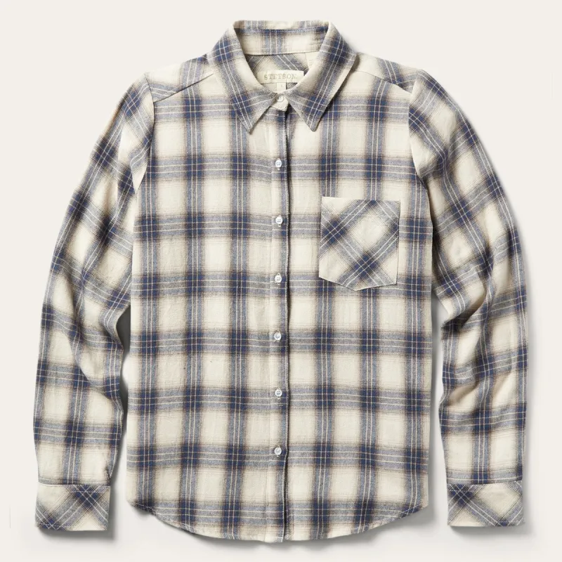 Classic Western Flannel Shirt in White Cream sold by Stetson
