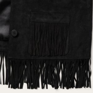 Black Fringe Suede Jacket sold by Stetson