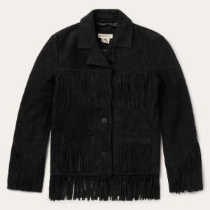 Black Fringe Suede Jacket sold by Stetson