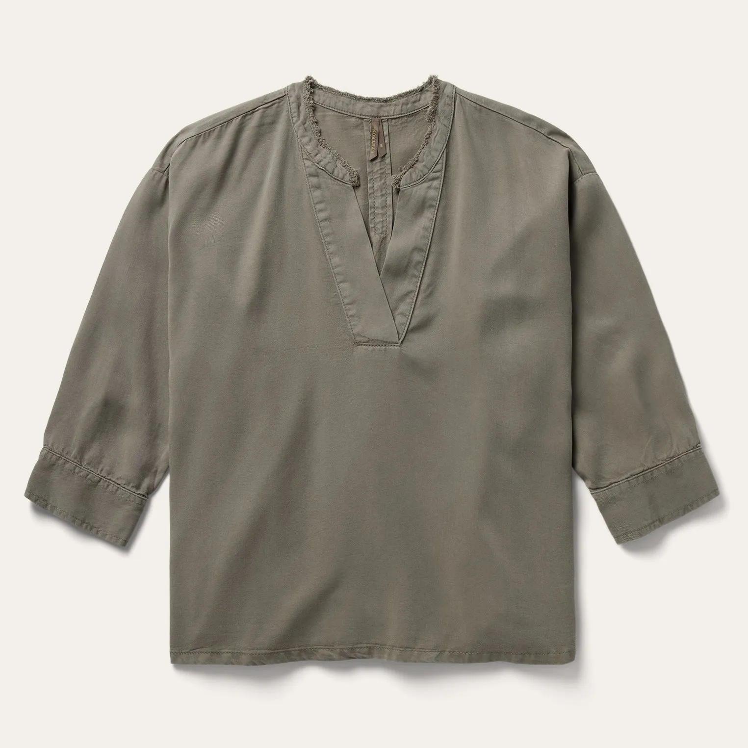 Olive Twill Peasant Blouse sold by Stetson