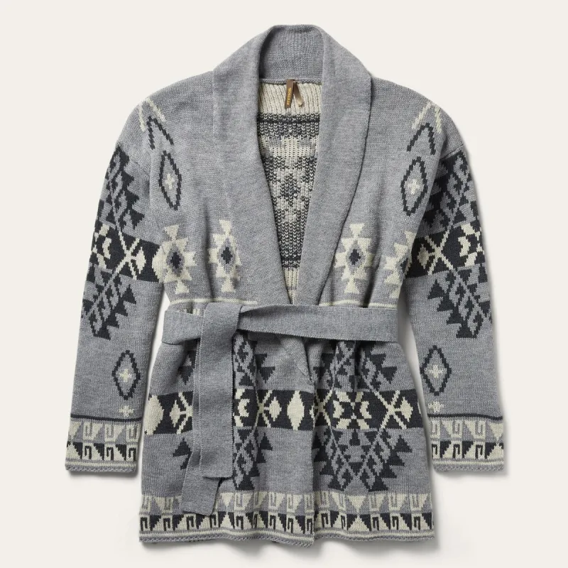 Chunky Knit Tie Sweater in Grey sold by Stetson