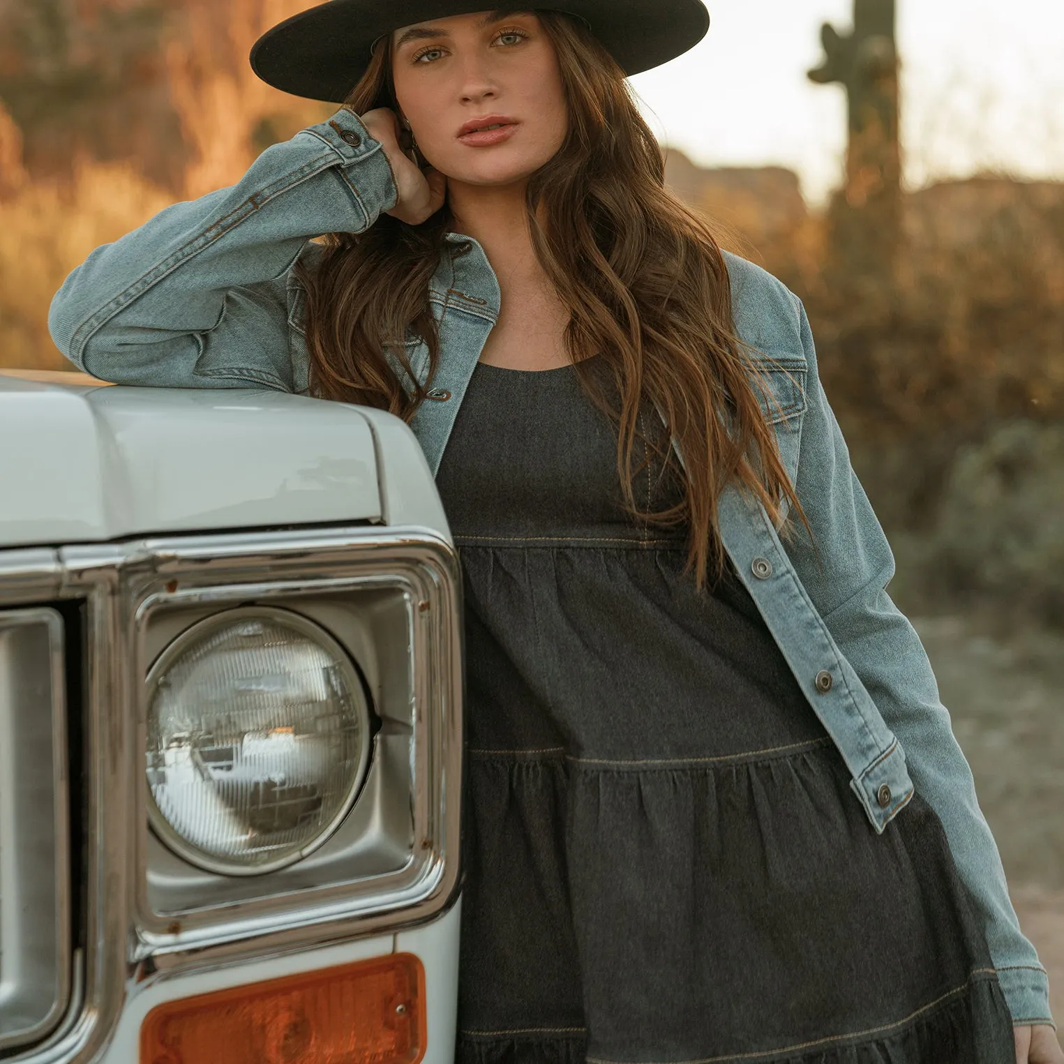 Dark Denim Dress With Contrast Top Stitching sold by Stetson product image thumbnail 2