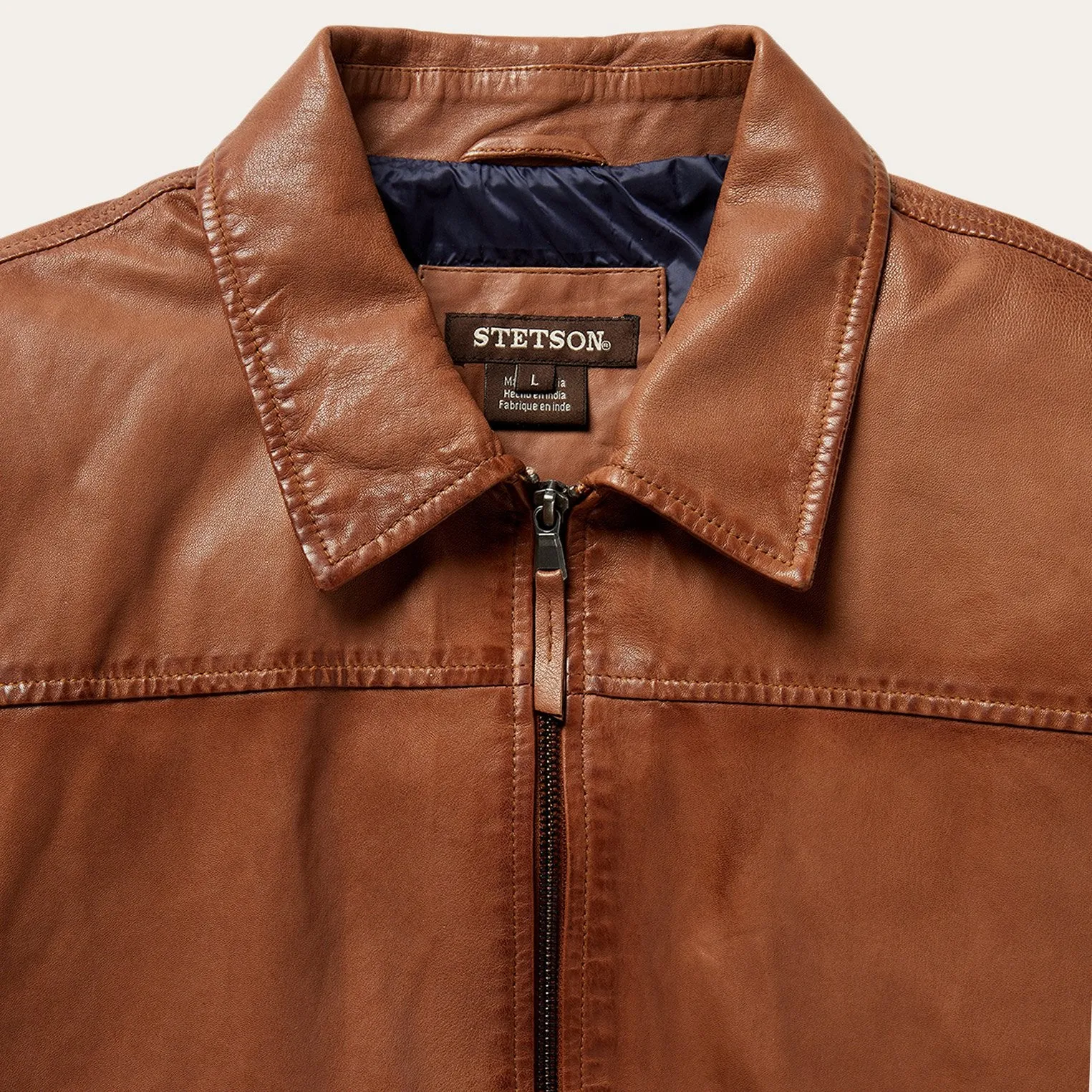 Zip-Front Lightweight Leather Jacket sold by Stetson product image thumbnail 3