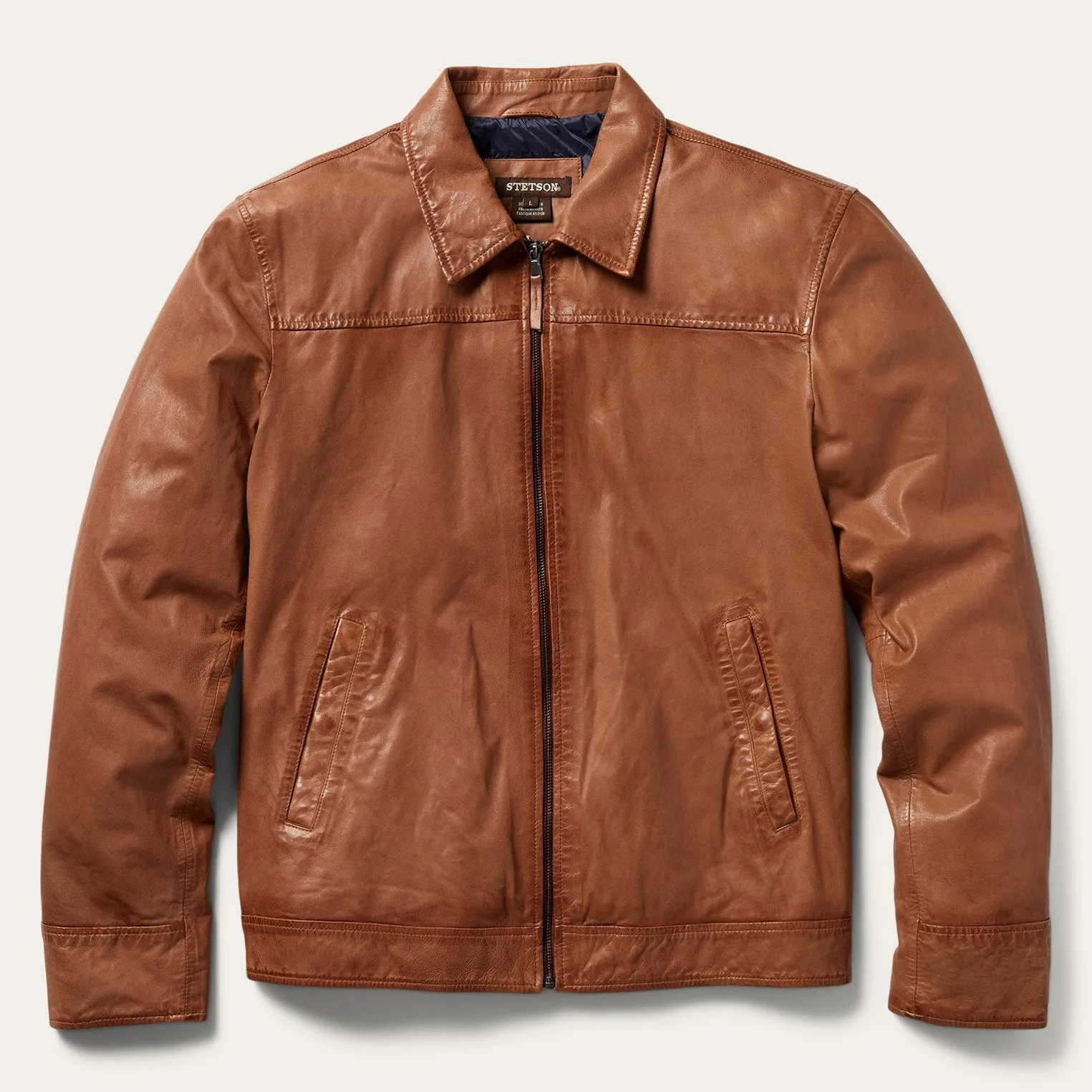 Zip-Front Lightweight Leather Jacket sold by Stetson