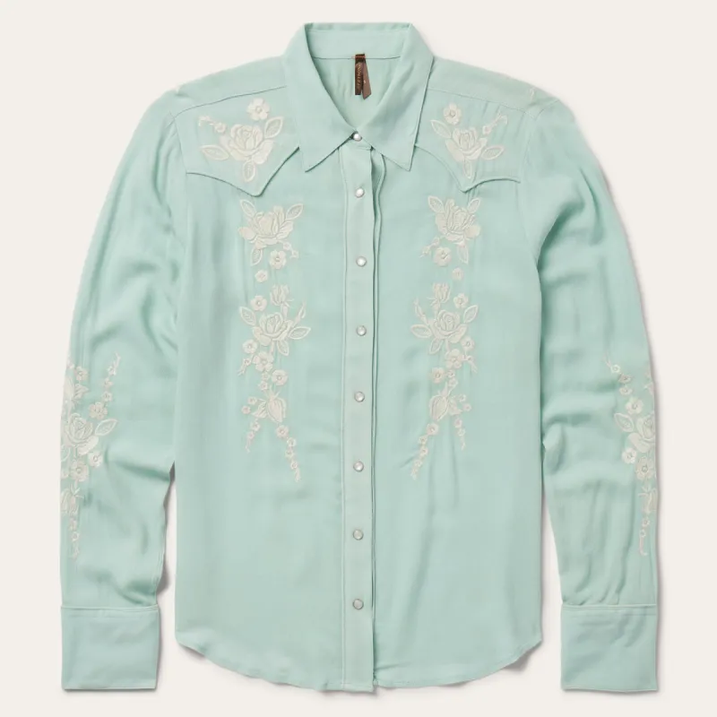 Aqua Crepe Western Shirt sold by Stetson