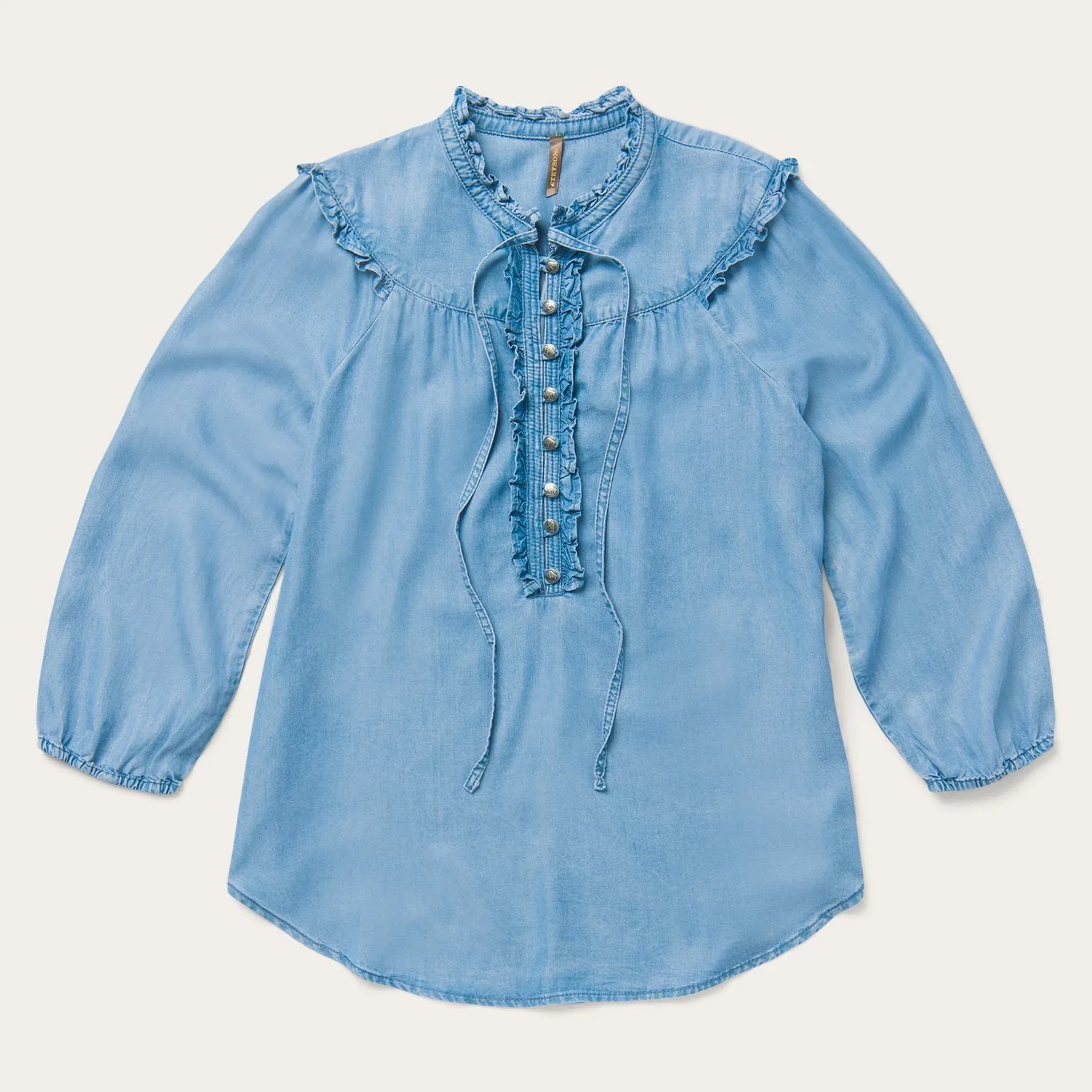Lightweight Denim Peasant Blouse sold by Stetson