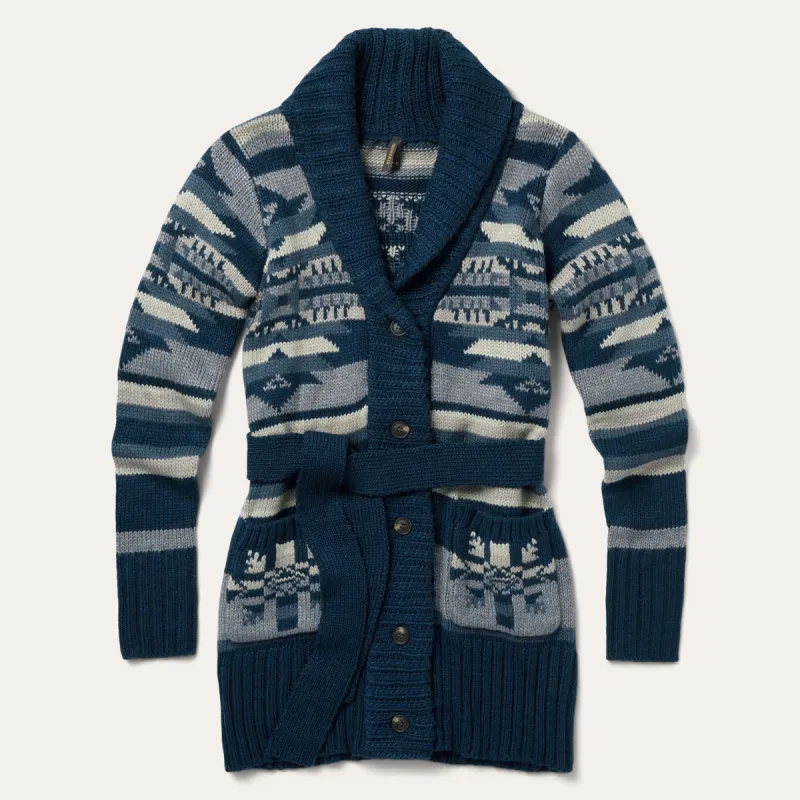 Indigo Aztec Belted Cardigan sold by Stetson