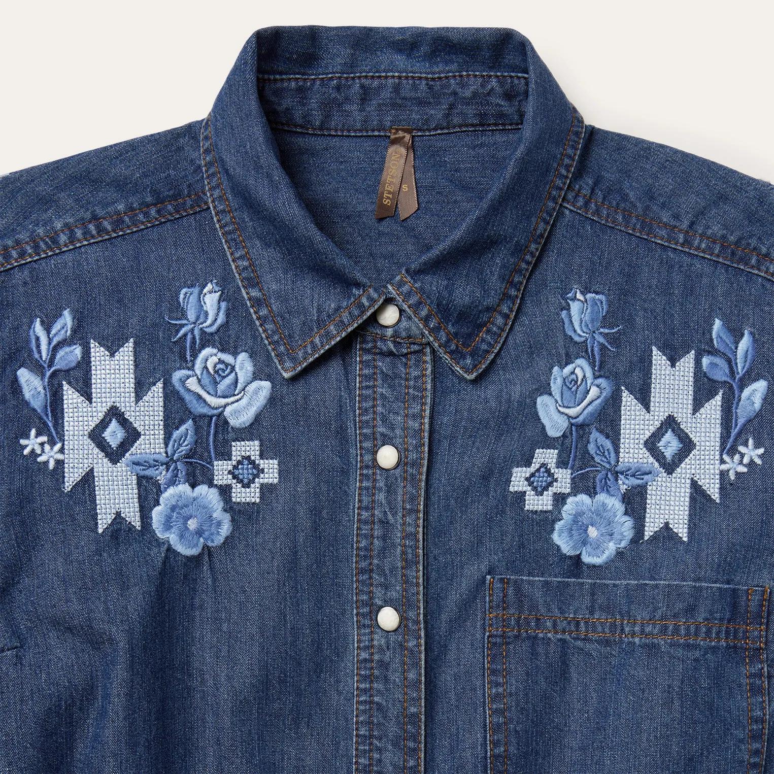 Dark Blue Denim Shirt Dress sold by Stetson product image thumbnail 3