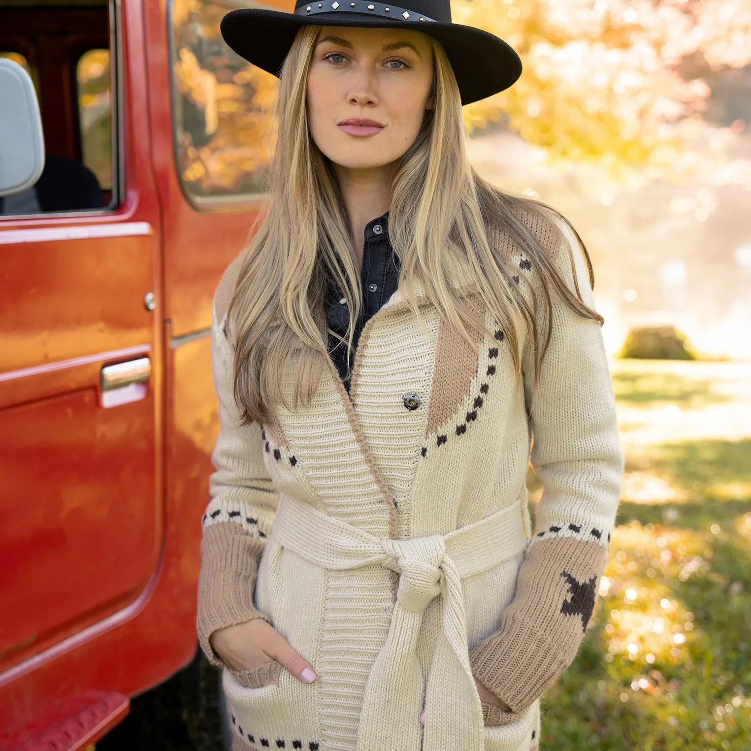 Horseshoe & Star Belted Cardigan sold by Stetson product image thumbnail 2
