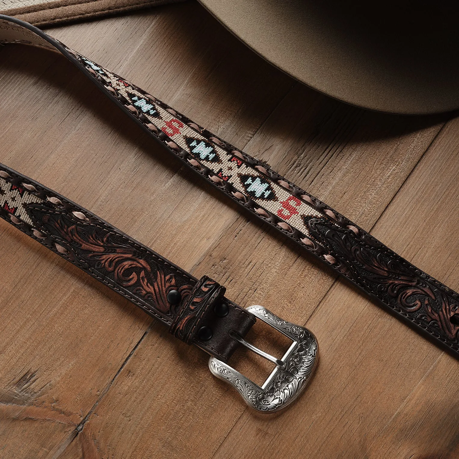 Embroidered Tooled Tab Belt sold by Stetson product image thumbnail 5