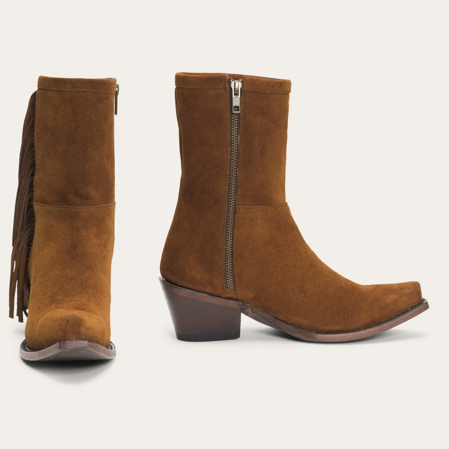 Halle Suede Fringe Side Zip Boot sold by Stetson