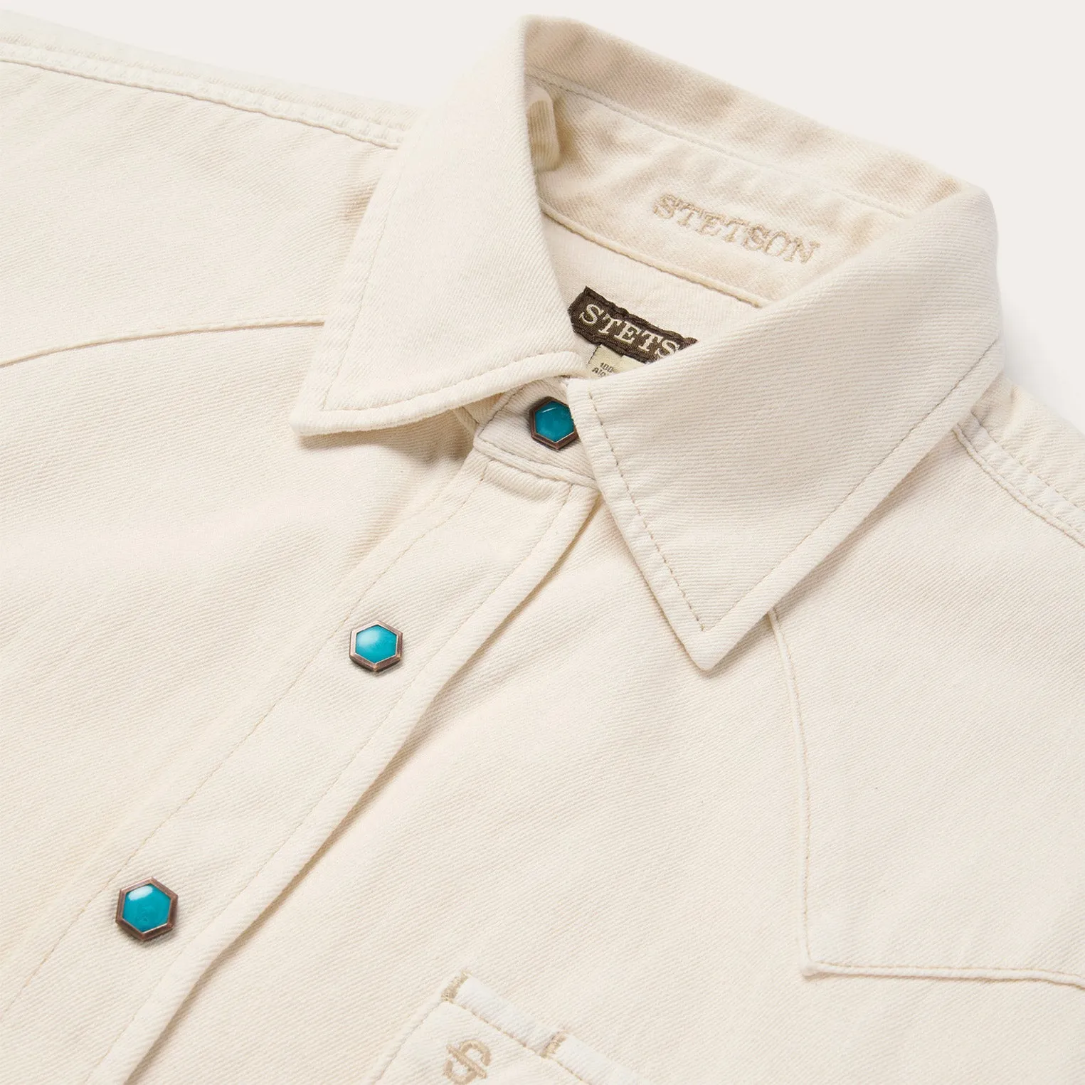 Turquoise Snap Western Denim Shirt sold by Stetson product image thumbnail 4