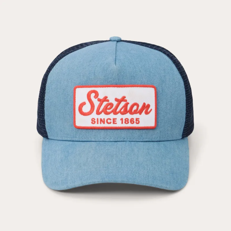 Washed Denim 1865 Patch Trucker Cap sold by Stetson