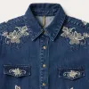 Floral Embroidered Dark Denim Shirt sold by Stetson