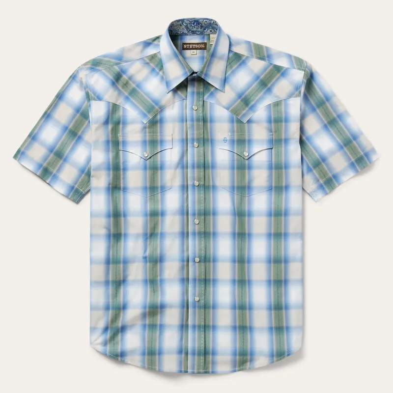 Moss Plaid Short-Sleeve Western Shirt sold by Stetson