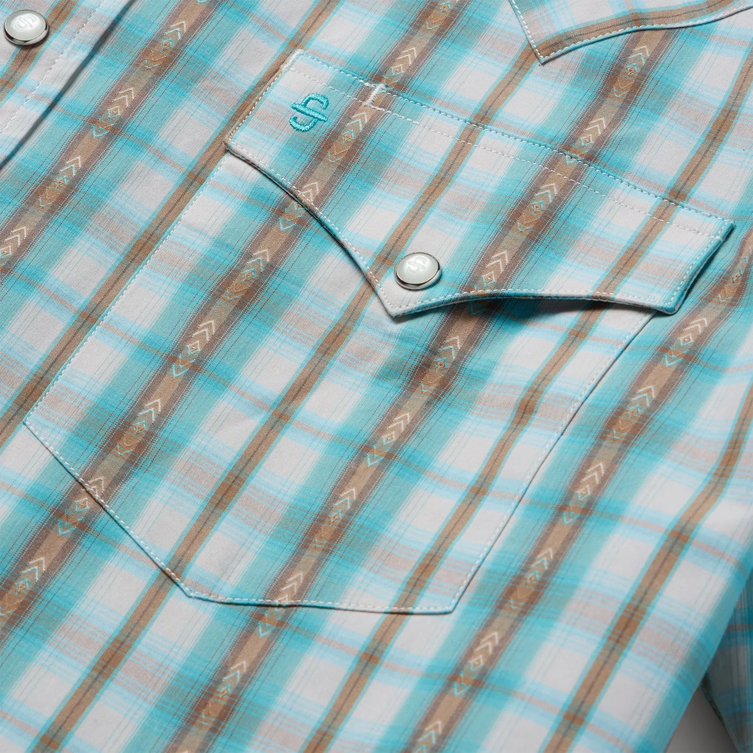 Turquoise Plaid Short-Sleeve Western Shirt sold by Stetson product image thumbnail 4