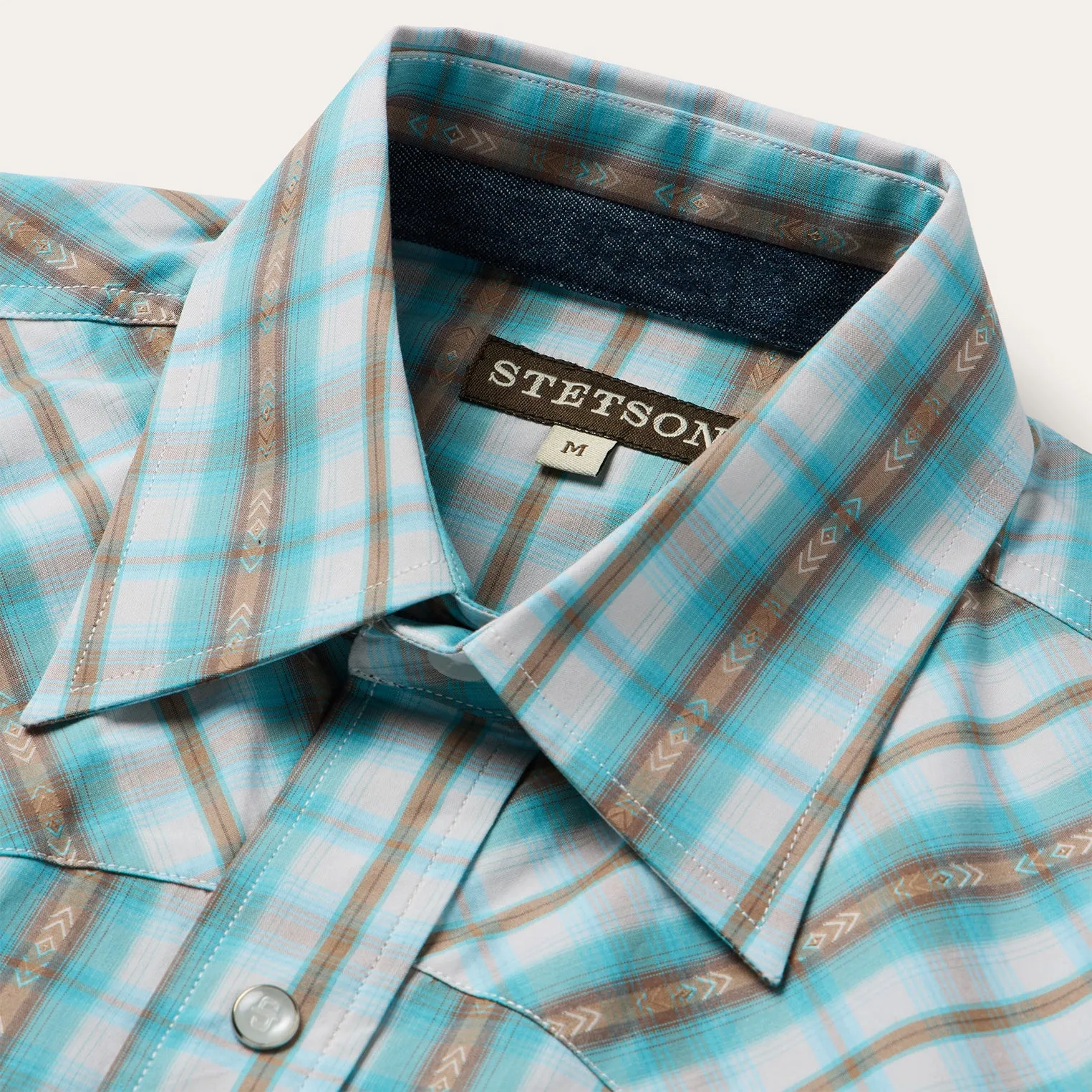 Turquoise Plaid Short-Sleeve Western Shirt sold by Stetson product image thumbnail 3