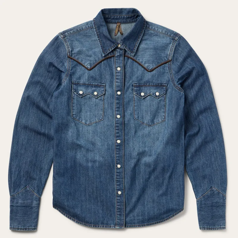 Piped Dark Denim Western Shirt sold by Stetson