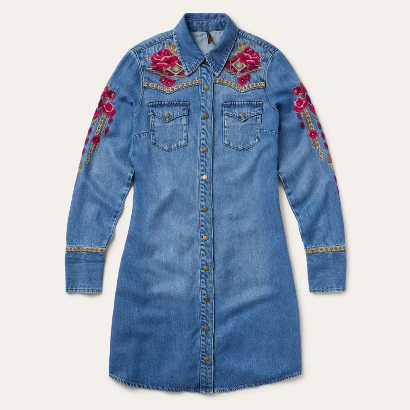 Embroidered Denim Shirt Dress sold by Stetson