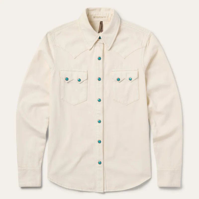 Turquoise Snap Western Denim Shirt sold by Stetson