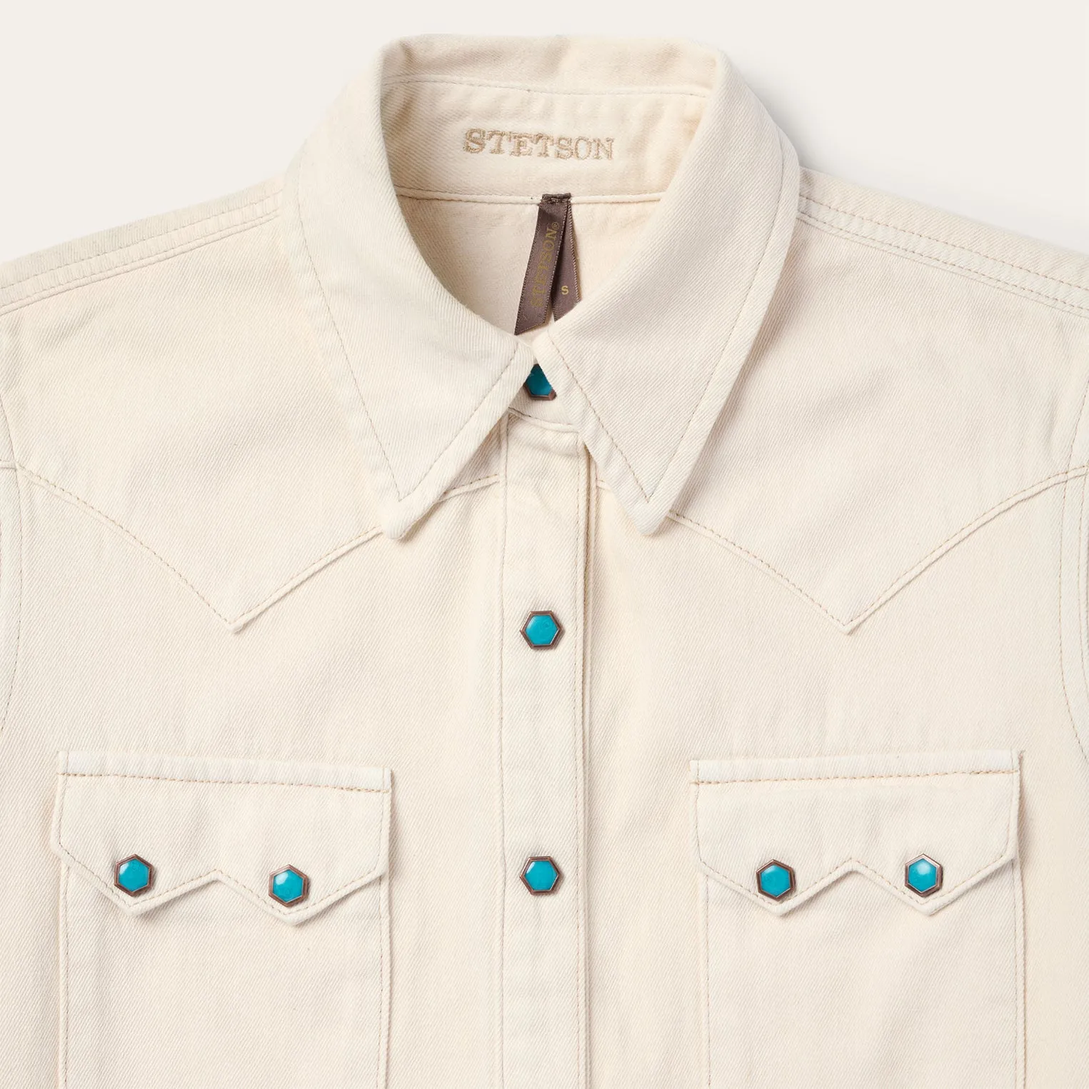 Turquoise Snap Western Denim Shirt sold by Stetson product image thumbnail 4