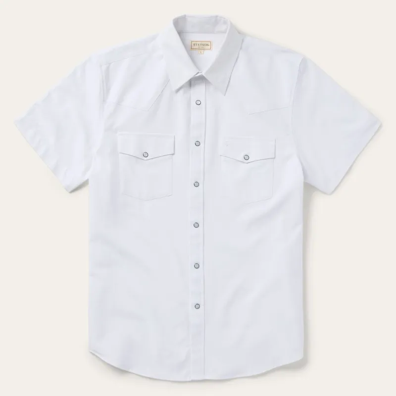 White Oxford Short Sleeve Western Shirt sold by Stetson