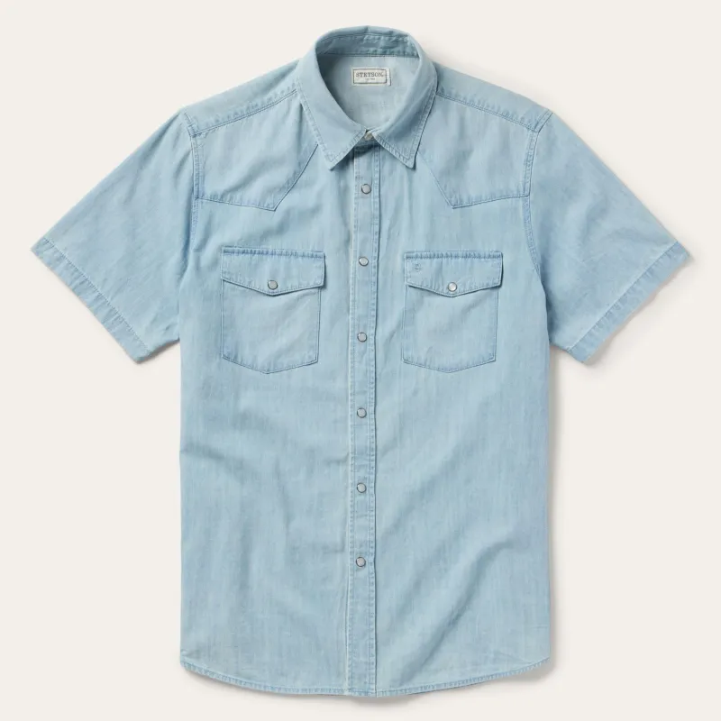 Chambray Oxford Short Sleeve Western Shirt sold by Stetson