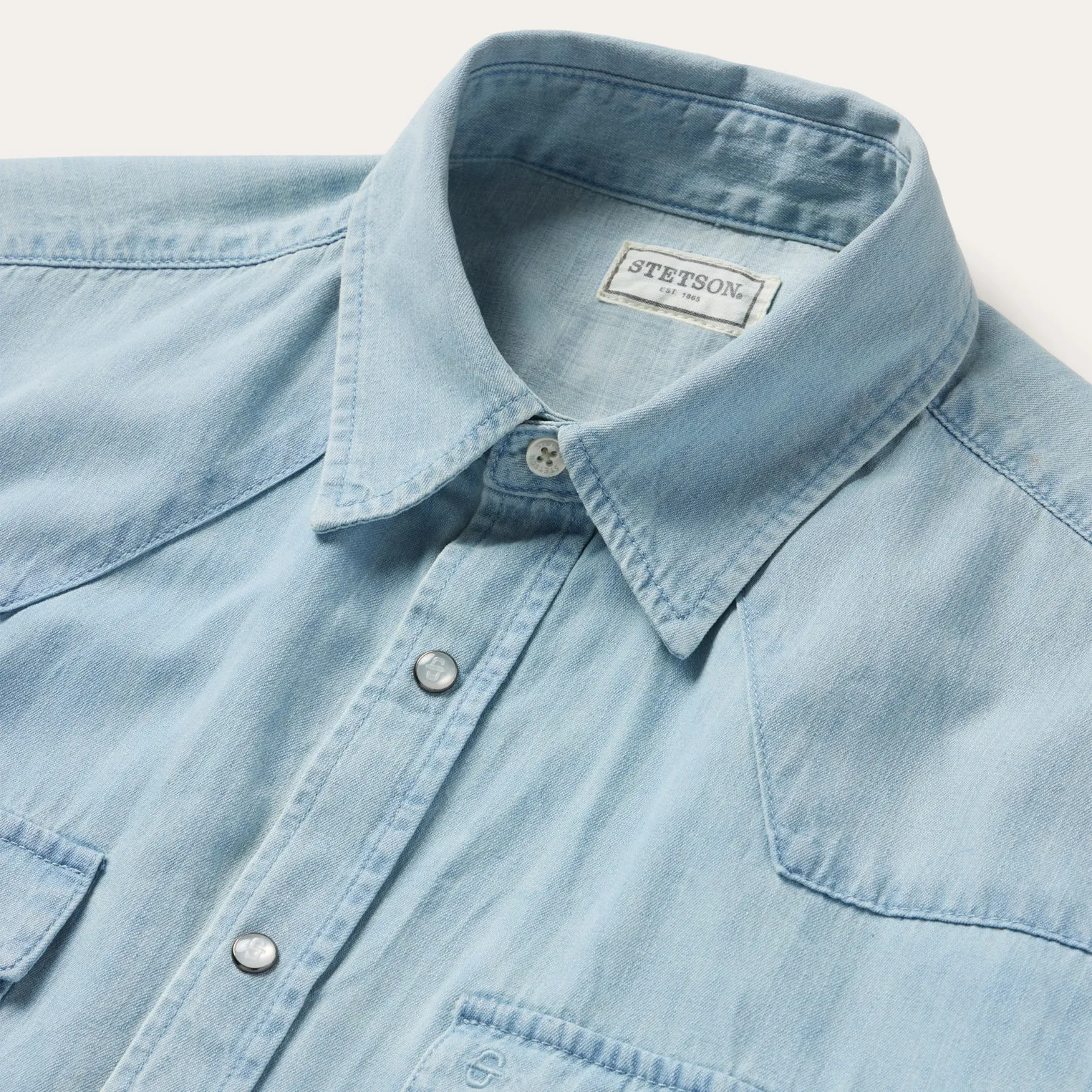 Chambray Oxford Short Sleeve Western Shirt sold by Stetson product image thumbnail 3