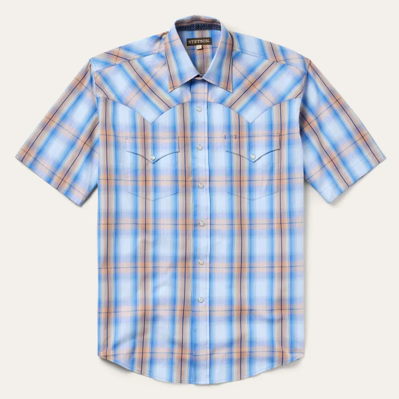 Sunrise Plaid Short-Sleeve Western Shirt sold by Stetson