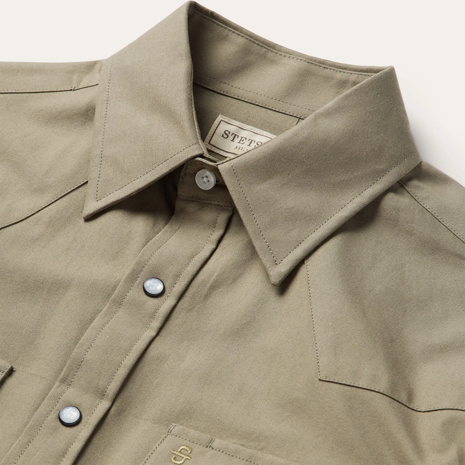 Olive Oxford Western Shirt sold by Stetson product image thumbnail 3