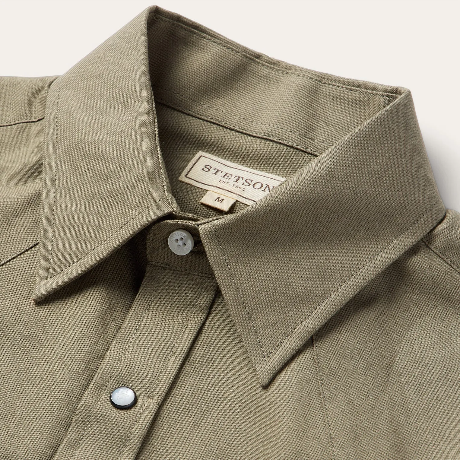 Olive Oxford Short Sleeve Western Shirt sold by Stetson product image thumbnail 3