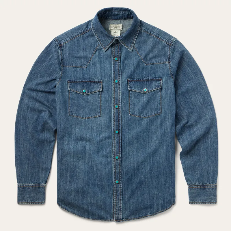 Turquoise Snap Lightweight Denim Shirt sold by Stetson