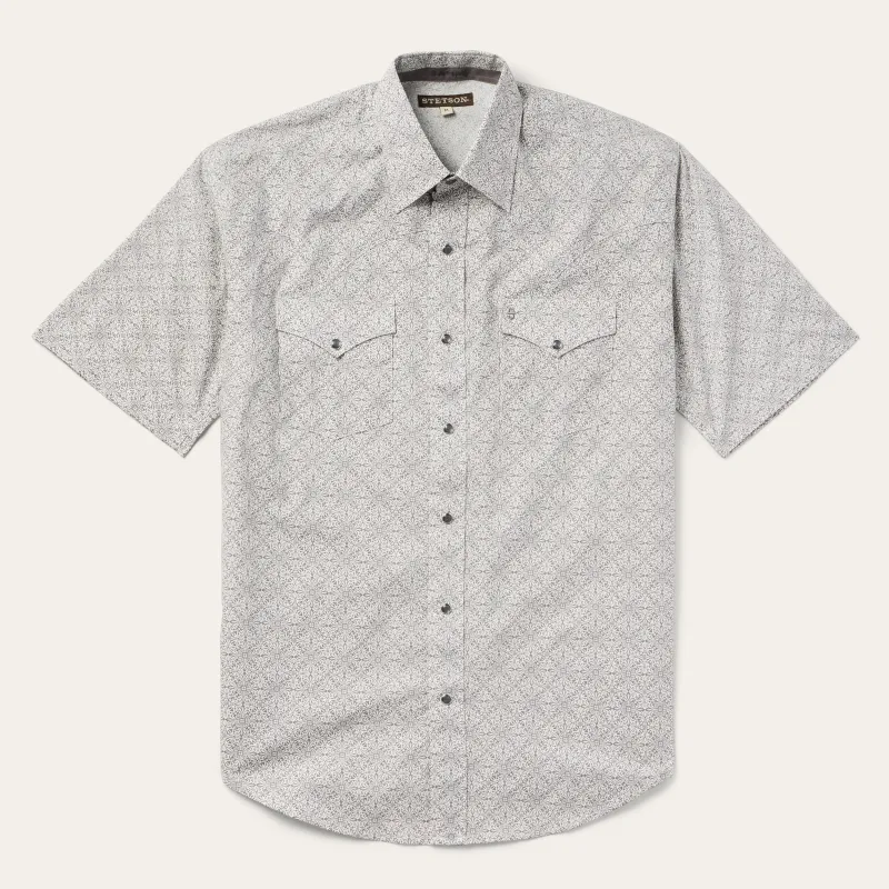 Pewter Filigree Short-Sleeve Western Shirt sold by Stetson