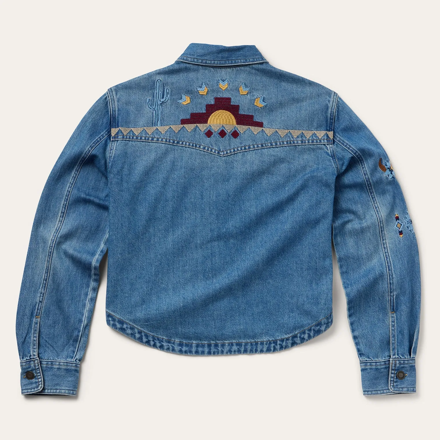 Embroidered Denim Button-Up Cropped Shirt sold by Stetson product image thumbnail 2