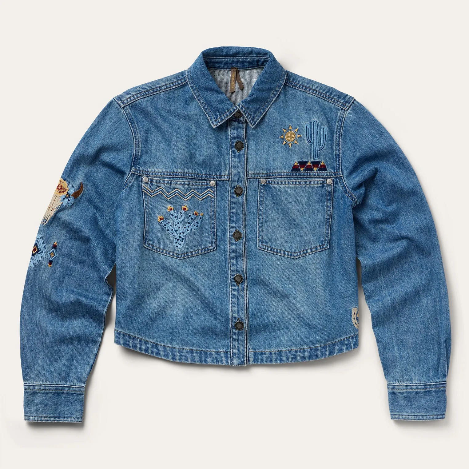 Embroidered Denim Button-Up Cropped Shirt sold by Stetson