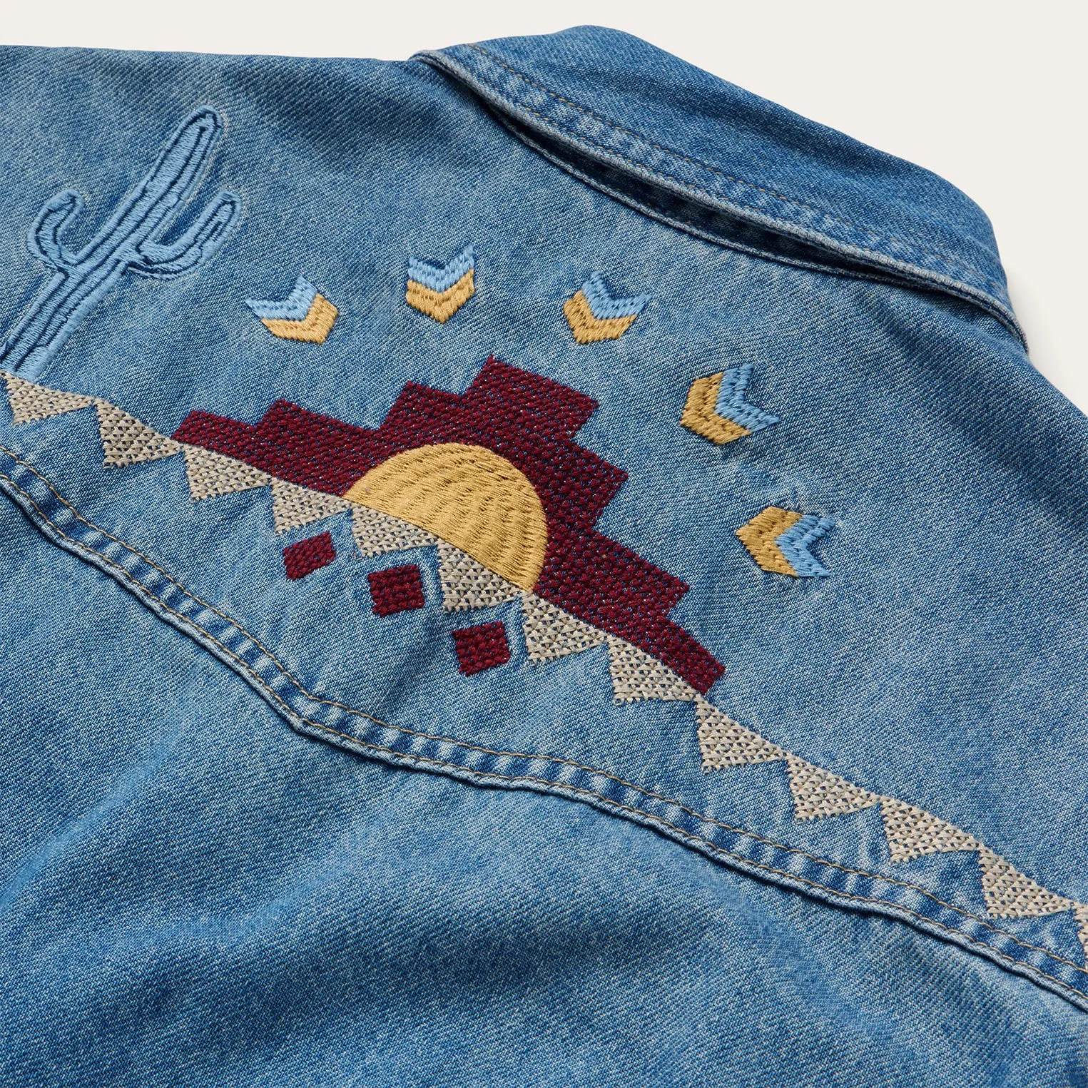 Embroidered Denim Button-Up Cropped Shirt sold by Stetson product image thumbnail 4